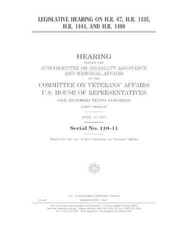 Legislative hearing on H.R. 67, H.R. 1435, H.R. 1444, and H.R. 1490