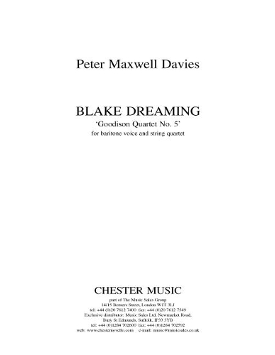 Blake Dreaming 'goodison Quartet No. 5'