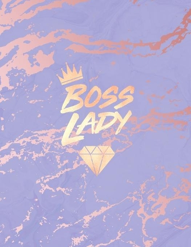 Boss Lady: Inspirational Quote Notebook, Trendy Purple Marble and Rose Gold - 8.5 x 11, 120 College Ruled Pages
