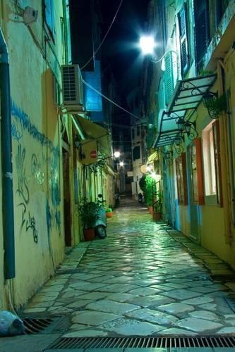 Narrow Alley at Night Corfu Island, Greece Journal