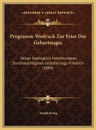 Programm Wodruch Zur Feier Des Geburtstages