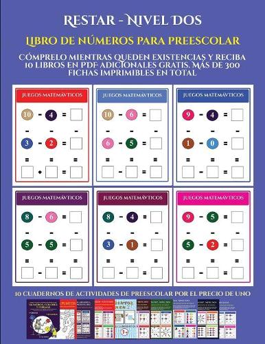 Libro de números para preescolar (Restar - Nivel Dos)