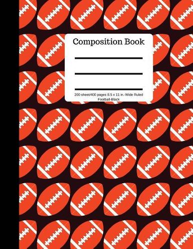Composition Book 200 Sheet/400 Pages 8.5 X 11 In.-Wide Ruled-Football-Black