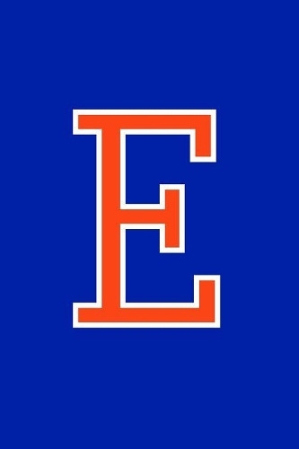 E: Monogram Initial Journal Writing Composition Notebook or Diary. Blue with Orange Alphabet Letter - 6" x 9" 110 College Ruled Blank Lined Pages With 