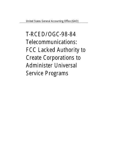 T-Rced/Ogc-98-84 Telecommunications