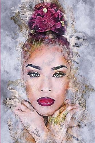 Collaged Artisan Girl: A Lined, Cream Page Journal Notebook