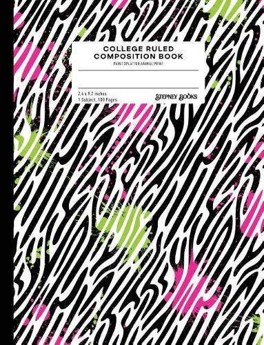 College Ruled Composition Book: Paint Splatter Animal Print(2 Paint Splatter Animal Print)