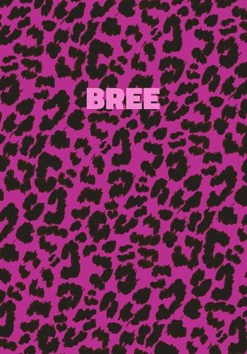 Bree: Personalized Pink Leopard Print Notebook (Animal Skin Pattern). College Ruled (Lined) Journal for Notes, Diary, Journaling. Wild Cat Theme Design wi