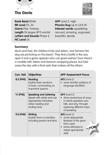 BC JD Plays White/2A The Genie Guided Reading Card (BUG CLUB)