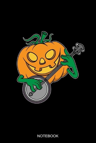 Notebook: Dotted Notizbuch mit Punkteraster A5- Banjo Kürbis Halloween Musiker Mandoline Notizheft