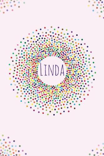 Linda.: Linda personalized dot grid journal notebook. Attractive girly personalized name bright modern stylish journal for girls.