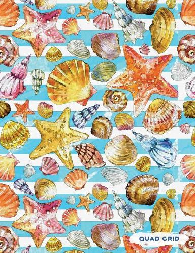 Quad Grid: Summer Seashells Composition Notebook Graph Ruled Paper, 4x4 Squared for Math & Science Graphing
