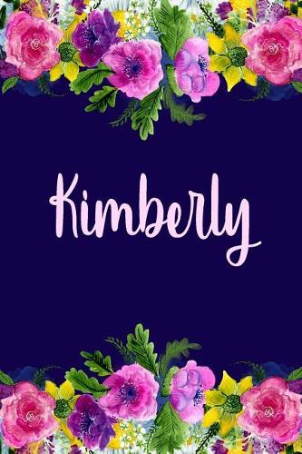 Kimberly: Personalized Name Pink Floral Design Matte Soft Cover Notebook Journal to Write In. 120 Blank Lined Pages