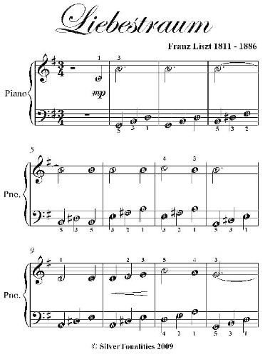 Liebestraum Easiest Piano Sheet Music