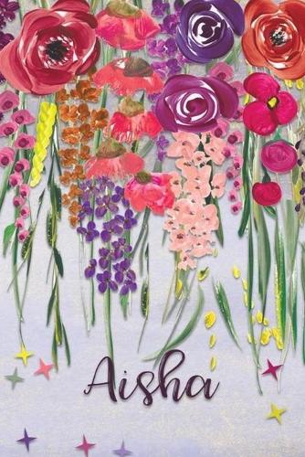 Aisha: Personalized Lined Journal - Colorful Floral Waterfall (Customized Name Gifts)