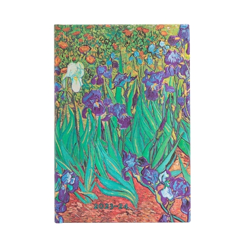 Paperblanks 2024 Van Gogh's Irises 18-Month Mini Horiztonal Elastic Band Closure 208 Pg 80 GSM