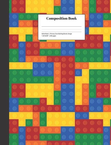 Composition Book Wide-Ruled Primary Color Building Blocks Design