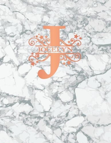 Jocelyn: Personalized Sketchbook 8.5 X 11. Monogram Letter/Initial J Sketch Pad/Journal/Note Book. White Marble & Rose Gold Cover. Notebook, Journal, Doodle,