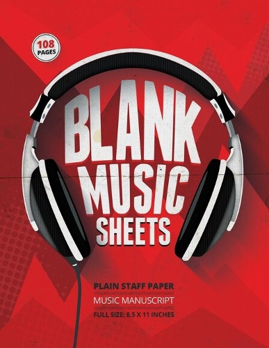 Blank Music Sheets: 12-Staff Music Composition Notebook - Headphone Cover [Red Theme]