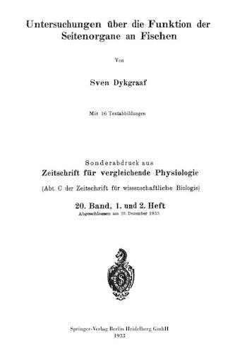 Untersuchungen über die Funktion der Seitenorgane an Fischen: (German)