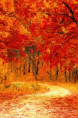 Autumn Road - Lined Notebook with Margins