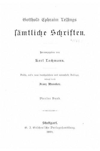Gotthold Ephraim Lessings sämtliche Schriften