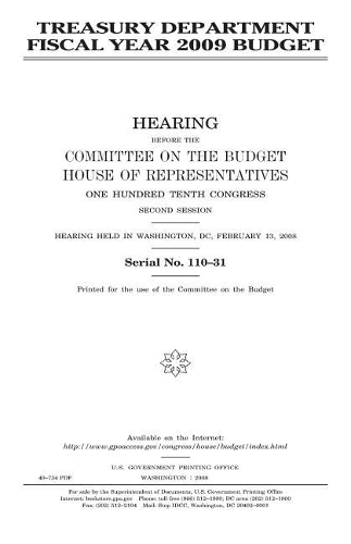 Treasury Department Fiscal Year 2009 Budget