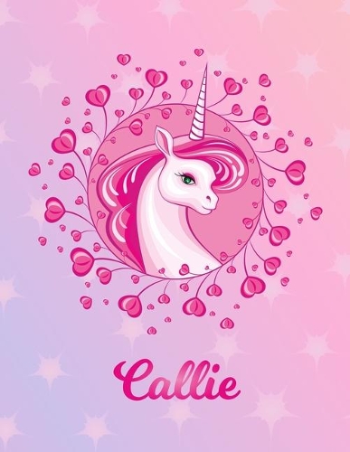 Callie: Unicorn Large Blank Primary Sketchbook Paper - Pink Purple Magical Horse Personalized Letter C Initial Custom First Name Cover - Drawing Sketch Book