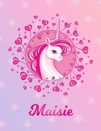 Maisie: Maisie Magical Unicorn Horse Large Blank Pre-K Primary Draw & Write Storybook Paper - Personalized Letter M Initial Custom First Name Cover - Story 