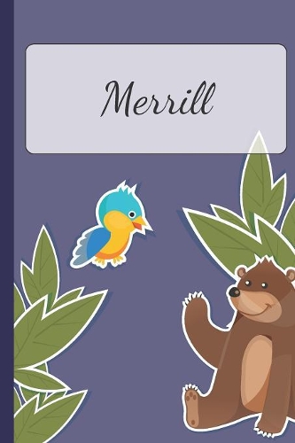 Merrill: Personalized Notebooks - Sketchbook for Kids with Name Tag - Drawing for Beginners with 110 Dot Grid Pages - 6x9 / A5 size Name Notebook - Perfect a