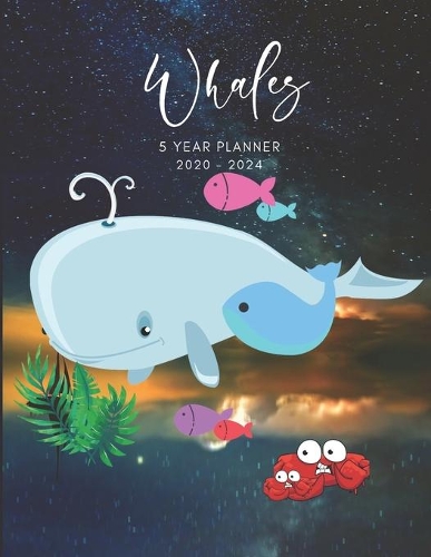 2020-2024 Five Year Planner Monthly Calendar Whales Goals Agenda Schedule Organizer