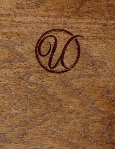 Wood Burned Monogram Creative Journal - U: (8.5 X 11 Lined) Blank Notebook College Ruled