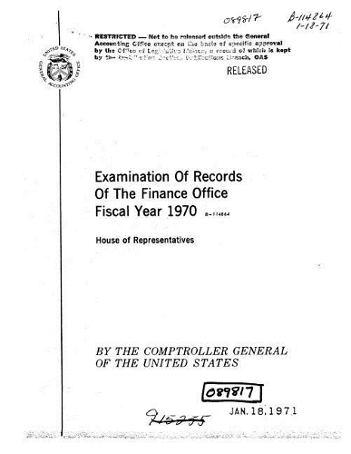 Examination of Records of the Finance Office Fiscal Year 1970