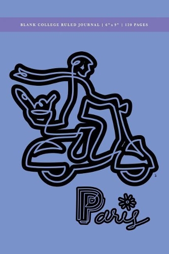 Paris - Girl on a Scooter Blank College Ruled Journal 6x9