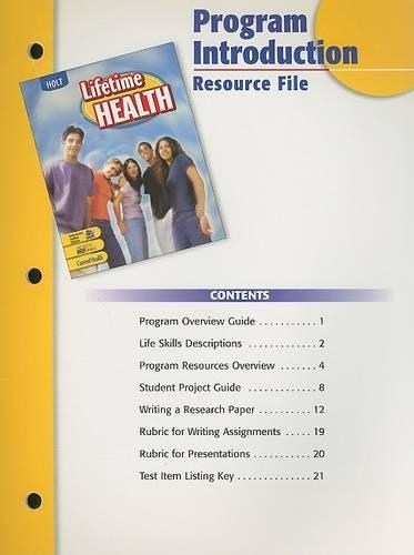 Holt Lifetime Health Program Introduction Resource File