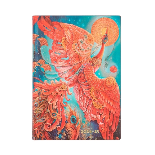 Paperblanks 2024-2025 Weekly Planner Firebird Birds of Happiness 18-Month Flexis MIDI Horizontal Elastic Band 224 Pg 80 GSM: Firebird 24-25 18m Wkly Plnr Flexi MIDI Hor En