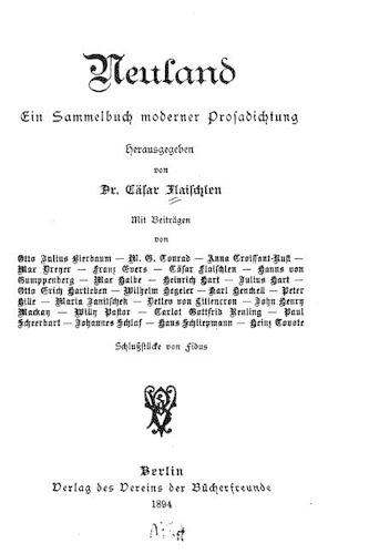 Neuland, ein sammelbuch moderner prosadichtung