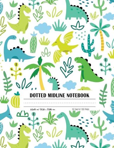 Dotted Midline Notebook: Picture Space And Dashed Midline For Grades K-2 School