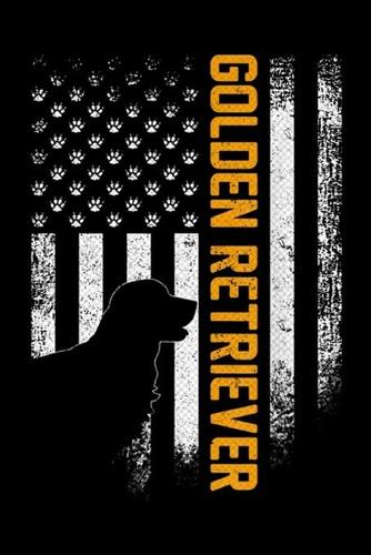 Golden Retriever: Vintage USA Golden Retriever Silhouette American Flag Funny Journal/Notebook Blank Lined Ruled 6x9 100 Pages
