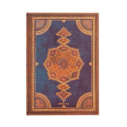 Paperblanks 2024 Safavid Indigo Safavid Binding Art 18-Month MIDI Horiztonal Elastic Band Closure 208 Pg 80 GSM