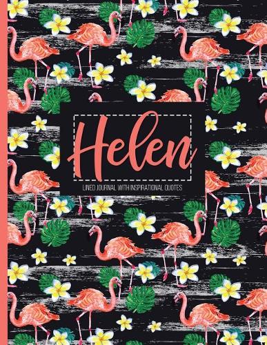 Helen: Personalized Black XL Journal with Gold Lettering, Girl Names/Initials 8.5x11, Journal Notebook with 110 Inspirational Quotes, Journals to Write in 