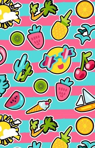 A5 Lined Notebook 110 Pages: Funny Ruled Journal Stylish Tropical Summer Vacation Beach Pinapple Fruit 087. Cute Unique Student Teacher Blank Scrapbook/ Composition/ Planner Gre