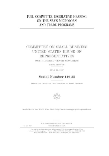 Full committee legislative hearing on the SBA's microloan and trade programs