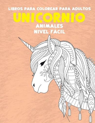 Libros para colorear para adultos - Nivel fácil - Animales - Unicornio