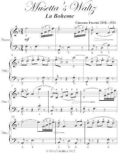 Musetta's Waltz La Boheme Elementary Piano Sheet Music