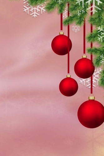 Merry Christmas Baubles Hanging From The Tree Notebook