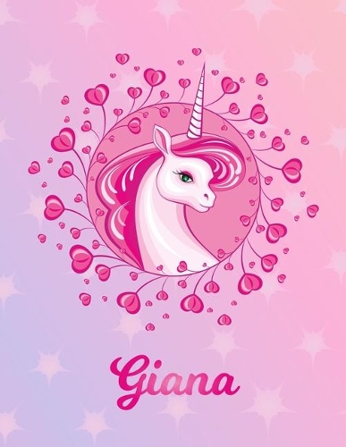 Giana: Unicorn Large Blank Primary Sketchbook Paper - Pink Purple Magical Horse Personalized Letter G Initial Custom First Name Cover - Drawing Sketch Book