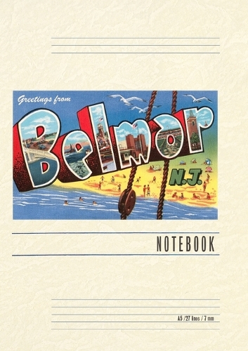 Vintage Lined Notebook Greetings from Belmar, New Jersey