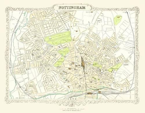 Map of Nottingham 1898: Photographic Print of Map of Nottingham 1898
