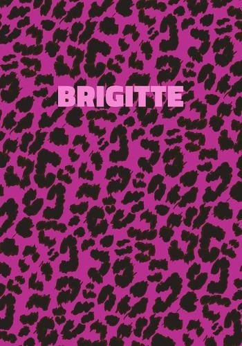 Brigitte: Personalized Pink Leopard Print Notebook (Animal Skin Pattern). College Ruled (Lined) Journal for Notes, Diary, Journaling. Wild Cat Theme Design wi